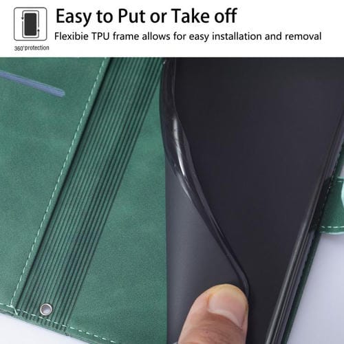 Funda de cuero con tapa y relieve 3D para ZTE Blade A52 Lite (Verde)