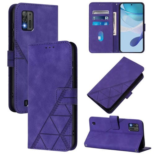 Funda de cuero con tapa y relieve 3D para ZTE Blade A52 Lite (morado)