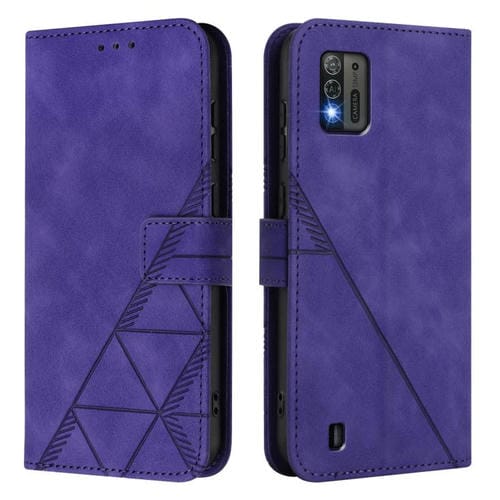 Funda de cuero con tapa y relieve 3D para ZTE Blade A52 Lite (morado)