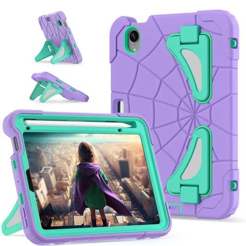 Funda Protectora para iPad Mini 2024 Mini 6 Silicona y Policarbonato a Prueba de Golpes (Morado, Verde Menta)