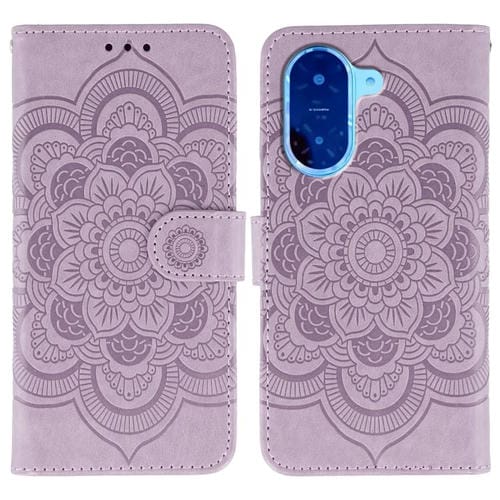 Funda de cuero con estampado de mandala solar para Redmi A5 4G (173,3 mm) (morado)