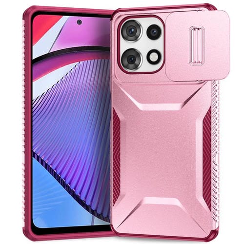 Funda para Teléfono Motorola Moto G Play 5G (2025) con Protección Deslizante (Rosa + Rojo Rosa)