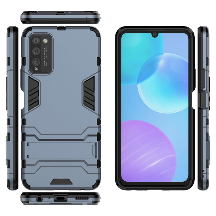 Para Huawei Honor 30 Lite PC + TPU Funda protectora a prueba de golpes con soporte invisible (Azul marino)