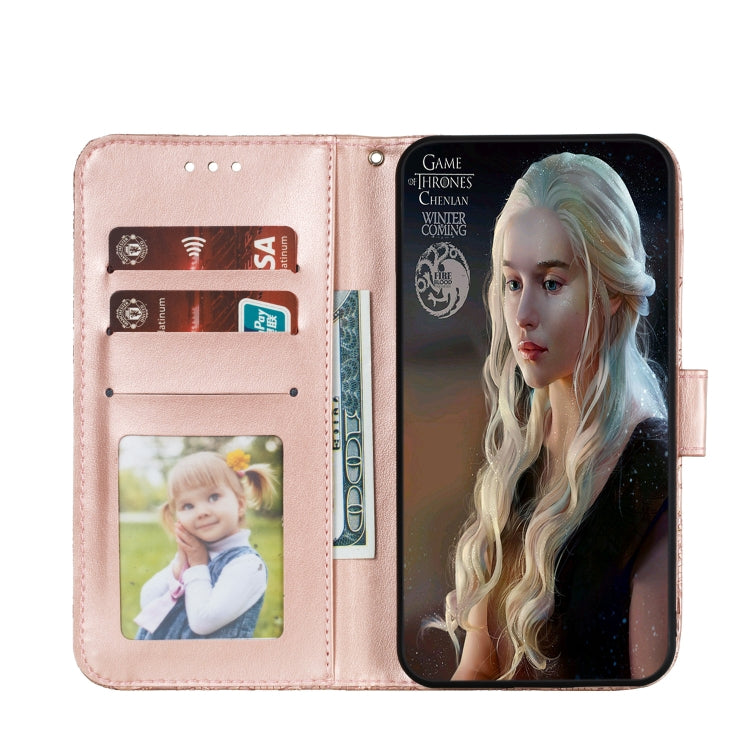 Para Huawei Honor Y8s Lace Flower Funda de cuero con tapa horizontal con soporte y ranuras para tarjetas, billetera y marco de fotos (oro rosa)