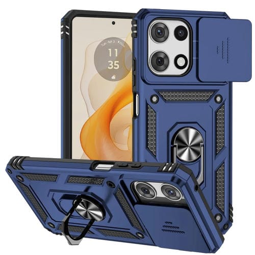 Funda para Teléfono Motorola Moto G 5G 2025 con Soporte Deslizante y Protector de Pantalla (Azul)