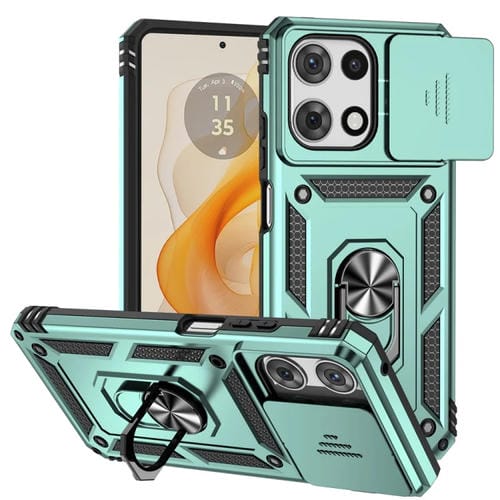 Funda para Teléfono Motorola Moto G 5G 2025 con Soporte Deslizante y Protector de Pantalla (Verde)