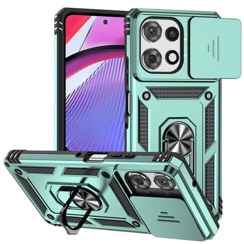 Funda para Teléfono Motorola Moto G Play 2025/G Power 2025 con Soporte Deslizante y Protector de Pantalla (Verde)
