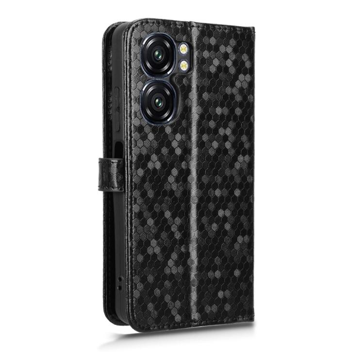 Funda de Cuero con Textura de Puntos Panal para Oukitel C58 y C58 Pro (Negra)