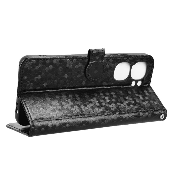 Funda de Cuero con Textura de Puntos Panal para Oukitel C58 y C58 Pro (Negra)