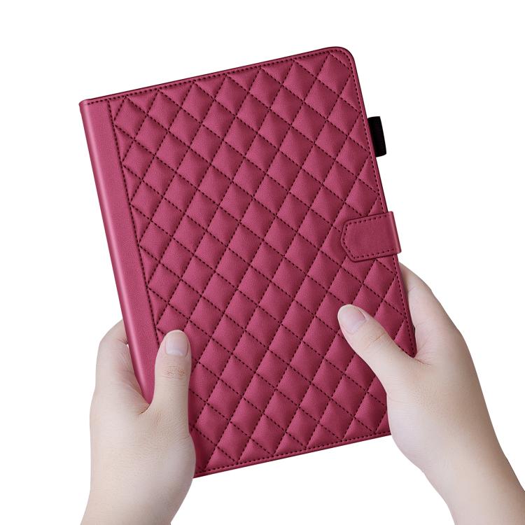 Funda de cuero con diseño de rombos y celosía para Xiaomi Redmi Pad de 8,8 pulgadas (2025) (roja)