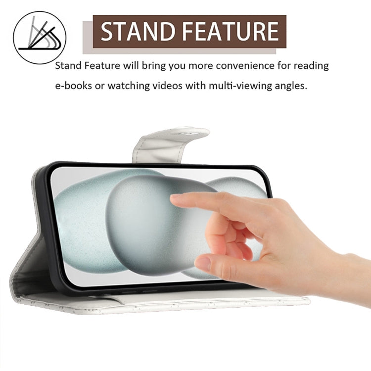 Funda de Cuero con Tapa y Textura Rombal para BlackView Wave 8C con Cordón (Blanco)