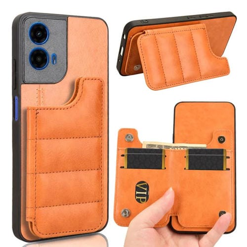 Funda para Teléfono Motorola Moto G45 5G con Diseño de Vaca y Tarjeta de Costura (Naranja)