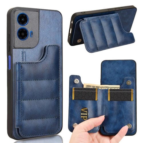 Funda para Teléfono Motorola Moto G45 5G Diseño de Vaca con Tarjeta de Costura (Azul)