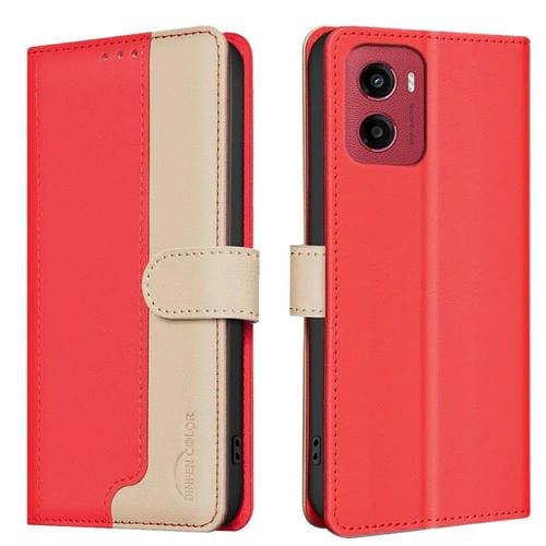 Funda de Cuero Antirrobo con Protección RFID para Motorola Moto G05 (Rojo)