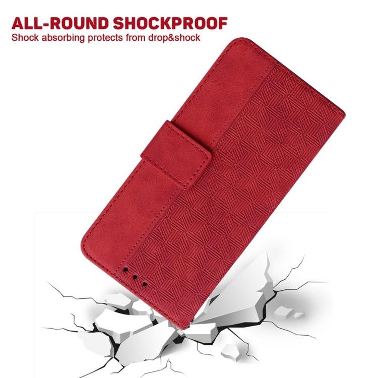 Funda de cuero con relieve geométrico para Redmi A5 4G (171,7 mm) (Rojo)