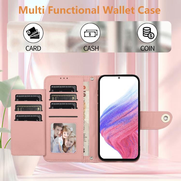 Funda de cuero con textura rómbica y cordón para Samsung Galaxy M56 5G (rosa coral)