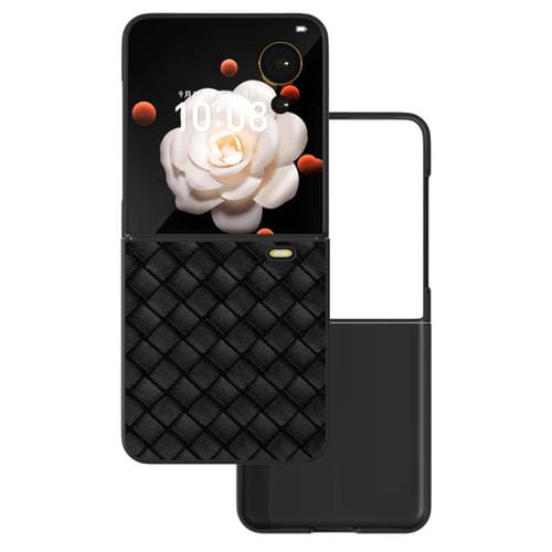 Funda de Teléfono Honor Magic V Textura Tejida PU Marco Abatible (Negra)