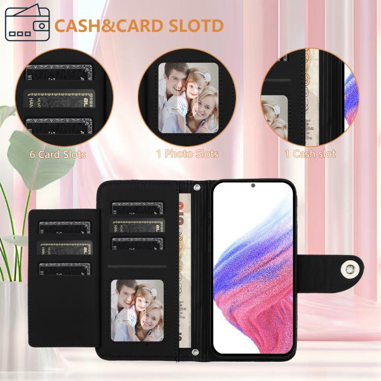 Funda de Cuero con Tapa y Textura Rómbica para Huawei Nova 13/Nova 12 con Cordón (Negro)