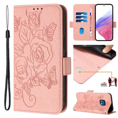 Funda de Cuero Antirrobo RFID con Relieve para Nokia XR20 (Rosa)
