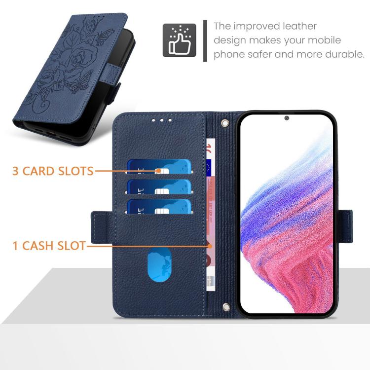 Funda de Cuero Antirrobo con Rfid En Relieve para OnePlus 13R/Ace 5 Pro 5G (Azul Oscuro)