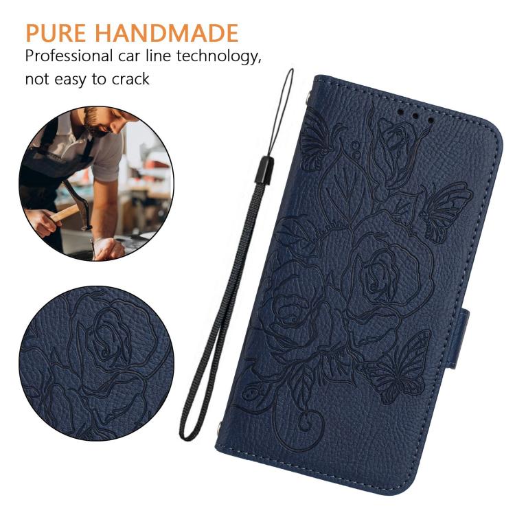 Funda de Cuero Antirrobo con Rfid En Relieve para OnePlus 13R/Ace 5 Pro 5G (Azul Oscuro)