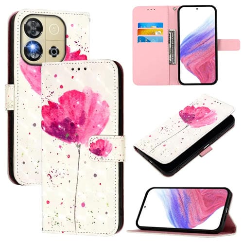 Funda de Cuero con Tapa Horizontal y Pintura 3D para Oukitel C57S (Flor)
