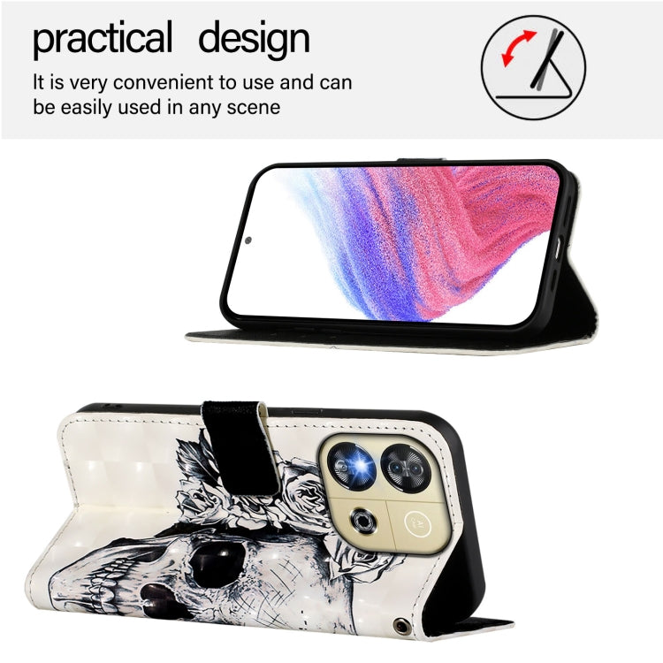 Funda de Cuero con Tapa Horizontal y Pintura 3D para Oukitel C57S (Calavera)