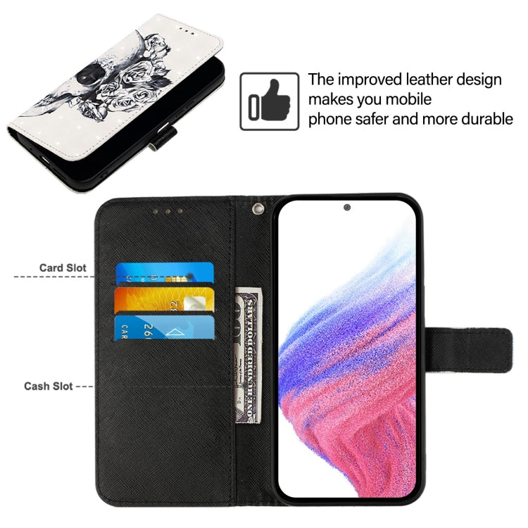 Funda de Cuero con Tapa Horizontal y Pintura 3D para Oukitel C57S (Calavera)