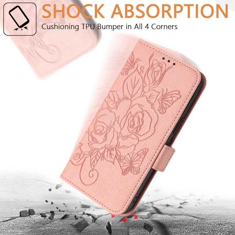 Funda de Cuero Antirrobo RFID con Relieve para Teléfono Itel A50C (Rosa)