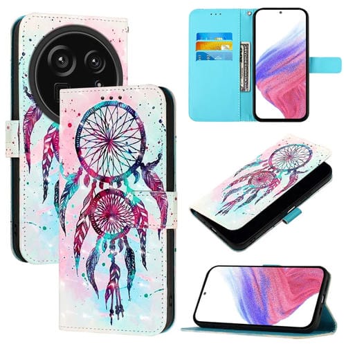 Funda de Cuero con Tapa Horizontal para Sharp Aquos R9 Pro Sh-54E con Pintura 3D (Campanas de Viento Color)