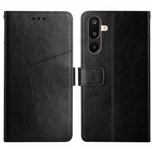 Funda de cuero con tapa y diseño en forma de Y para Samsung Galaxy M36 5G (negra)