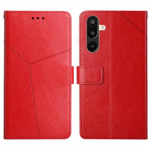 Funda de cuero con tapa y diseño en forma de Y para Samsung Galaxy M36 5G (roja)