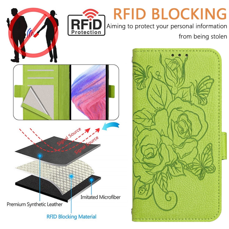 Funda Cuero Antirrobo RFID con Relieve Rosa para Tecno Spark 20 Pro 5G (Verde)