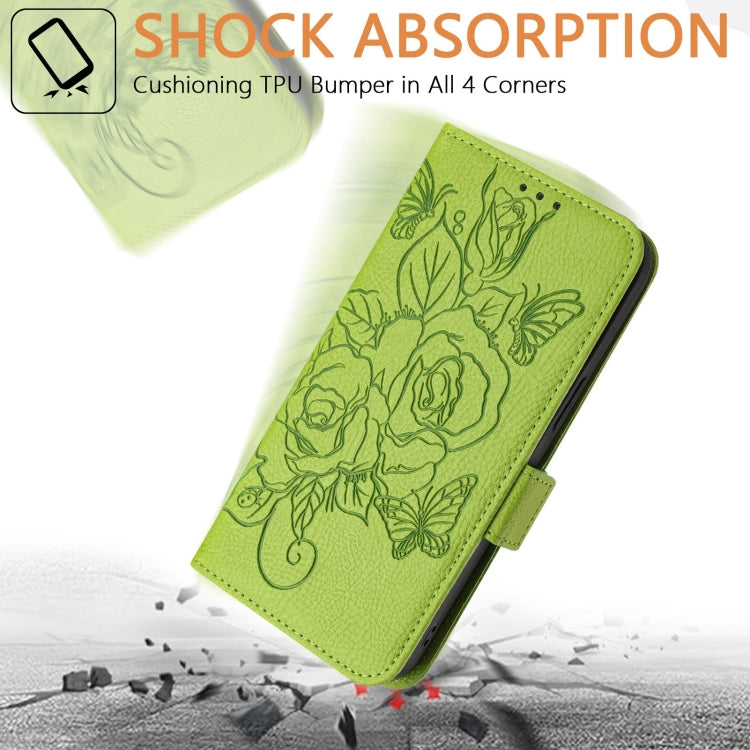 Funda Cuero Antirrobo RFID con Relieve Rosa para Tecno Spark 20 Pro 5G (Verde)