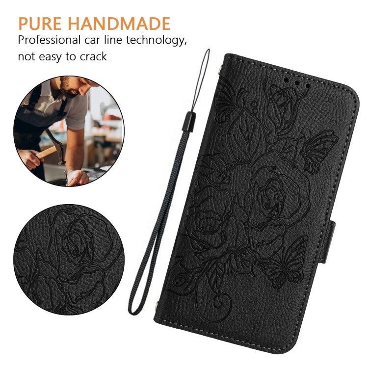 Funda de Cuero Antirrobo RFID con Relieve para Tecno Spark 20 Pro 5G (Negro)