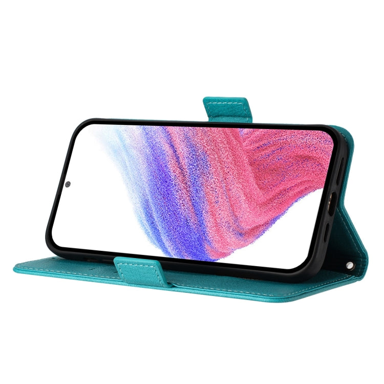 Funda Cuero Antirrobo Rfid Relieve para Tecno Spark 30 5G (Azul Claro)