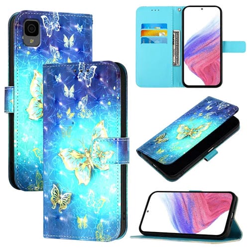 Funda de Cuero con Tapa Horizontal y Pintura 3D para TCL 30Z T602Dl (Mariposa Dorada)