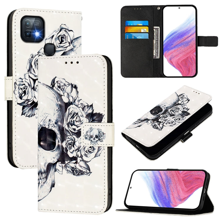 Funda de Cuero con Tapa Horizontal y Pintura 3D para Infinix Hot 10I (Calavera)