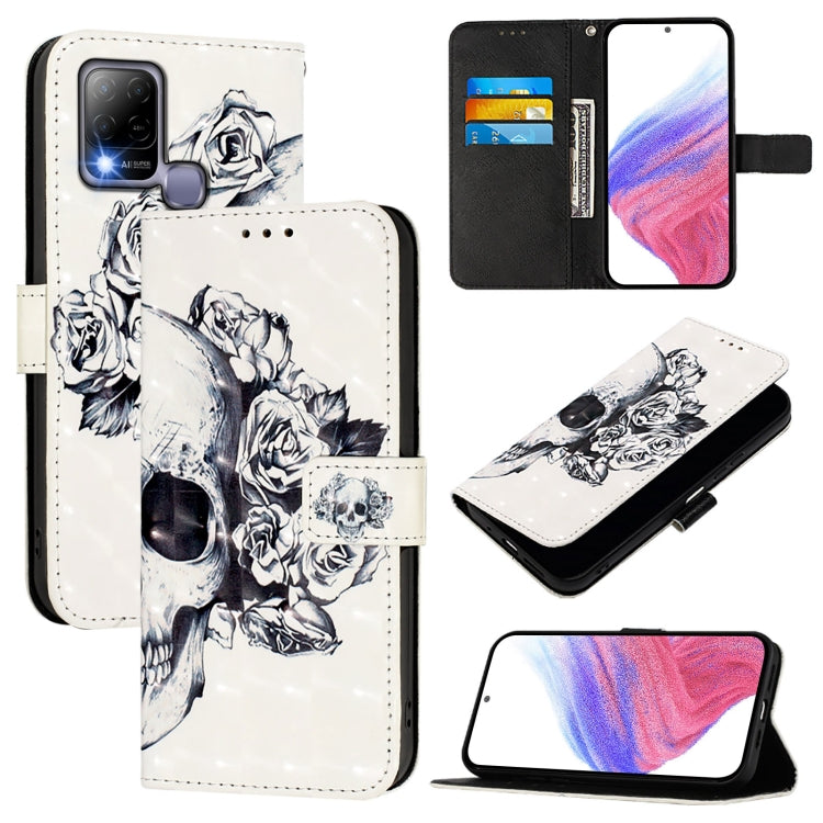 Funda de Cuero con Tapa Horizontal y Pintura 3D para Infinix Hot 10T/10S (Calavera)