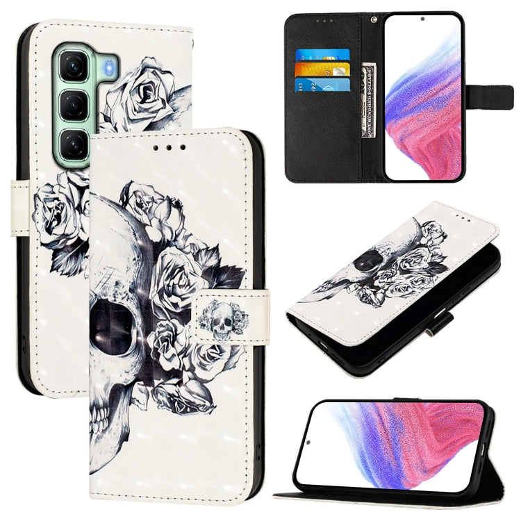 Funda de Cuero con Tapa Horizontal y Pintura 3D para Infinix Hot 50 4G (Calavera)