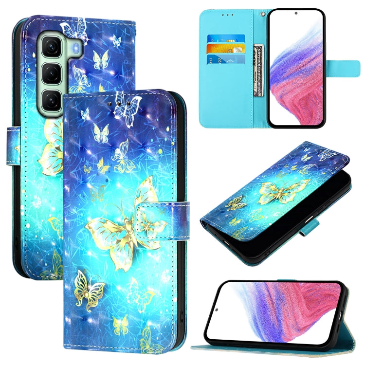 Funda de Cuero con Tapa Horizontal y Pintura 3D para Infinix Hot 50 5G (Mariposa Dorada)