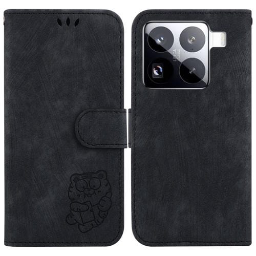 Funda De Cuero Con Relieve De Tigre Para Xiaomi 15 Pro (Negra)