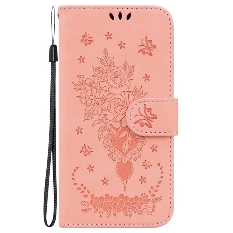 Funda de cuero con relieve de mariposa y rosa para Redmi A5 4G (171,7 mm) (rosa)