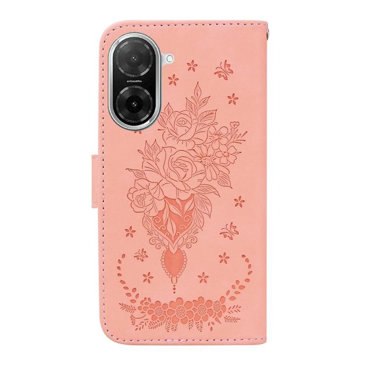 Funda de cuero con relieve de mariposa y rosa para Redmi A5 4G (171,7 mm) (rosa)