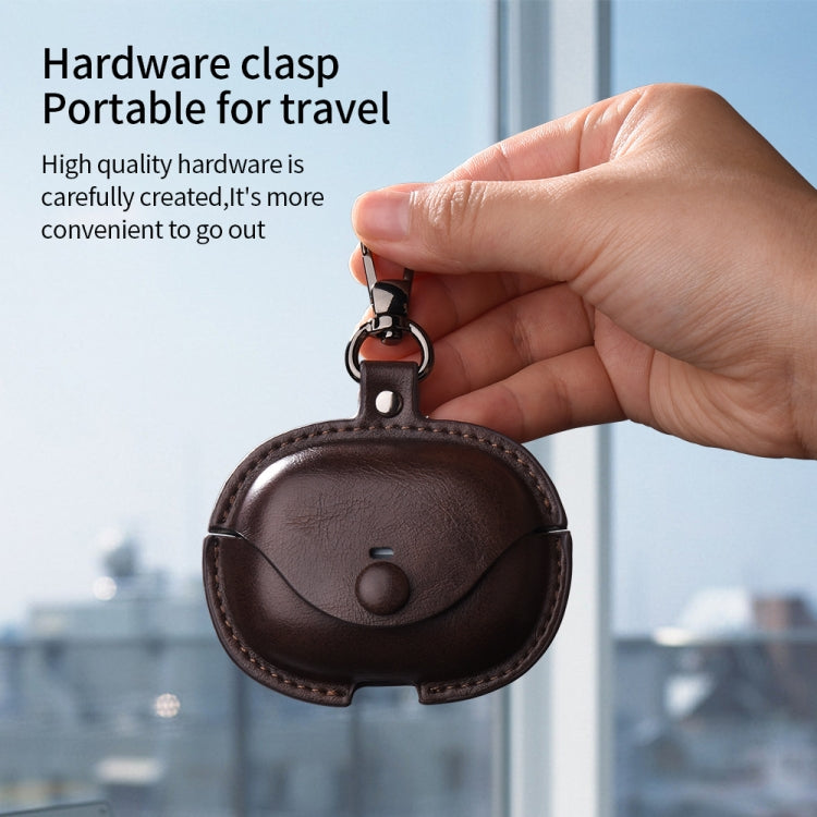 Funda Protectora de Cuero para Auriculares Redmi Buds 5 Pro y Buds 4 Pro Business con Gancho (Rojo)