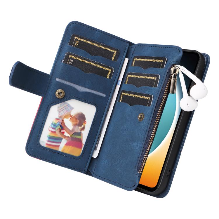 Funda de cuero con cremallera para Redmi A5 4G (171,7 mm) / Poco C71 (azul)