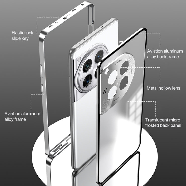 Estuche para OnePlus 13 con Marco de Metal Esmerilado y Hebilla a Presión (Plateado)