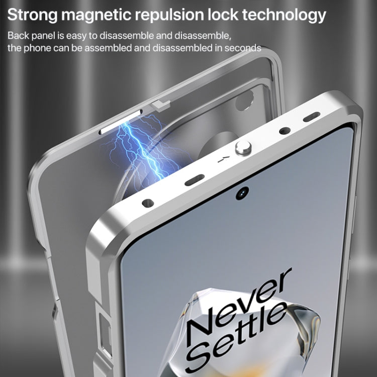 Estuche para Teléfono OnePlus 13 con Marco Metal Esmerilado y Hebilla a Presión (Verde Oscuro)