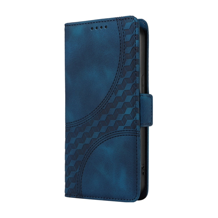Funda de Cuero OnePlus 13 Diseño de Rombos y Estrellas En Relieve (Azul)