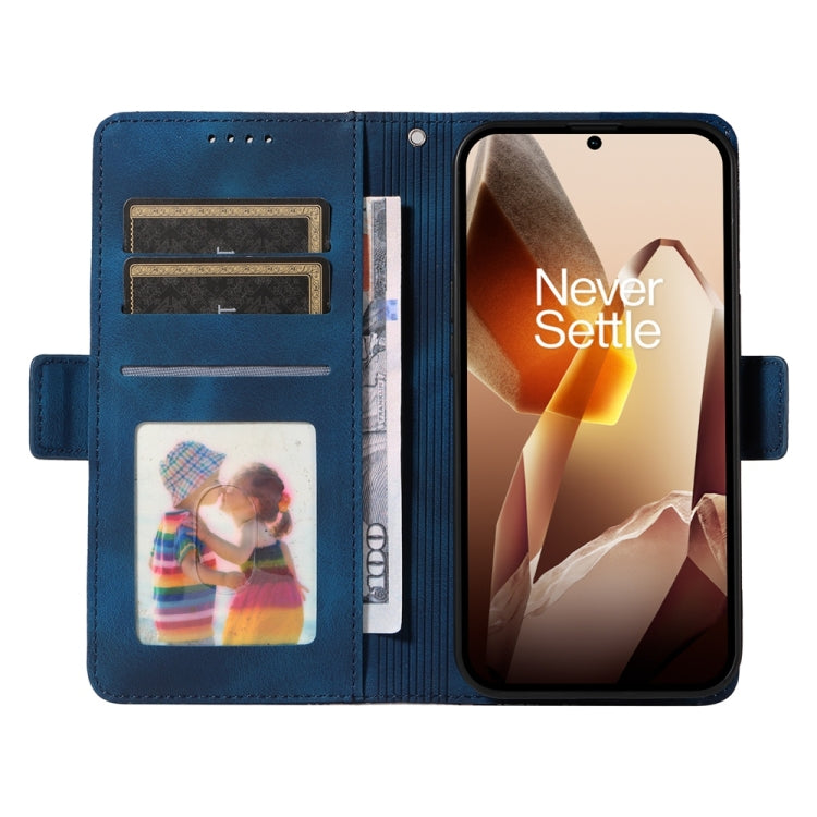 Funda de Cuero OnePlus 13 Diseño de Rombos y Estrellas En Relieve (Azul)